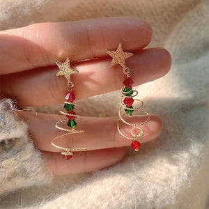 Lovely Christmas Tree Dangle Earrings