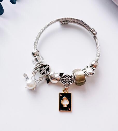Bangle with lovely charms and beads set - accessorous Bracelets