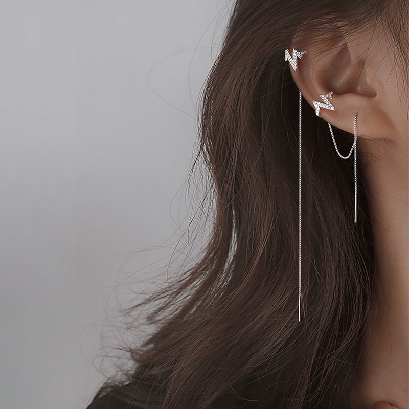 Stylish Heartbeat Wave Crystal Earrings - accessorous Earrings