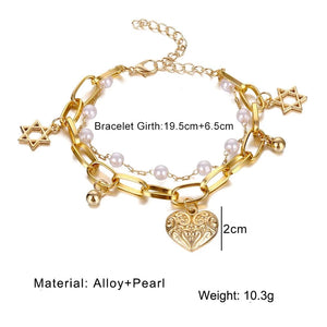 Heart & Stars Charms Layered Bracelet - accessorous Bracelets
