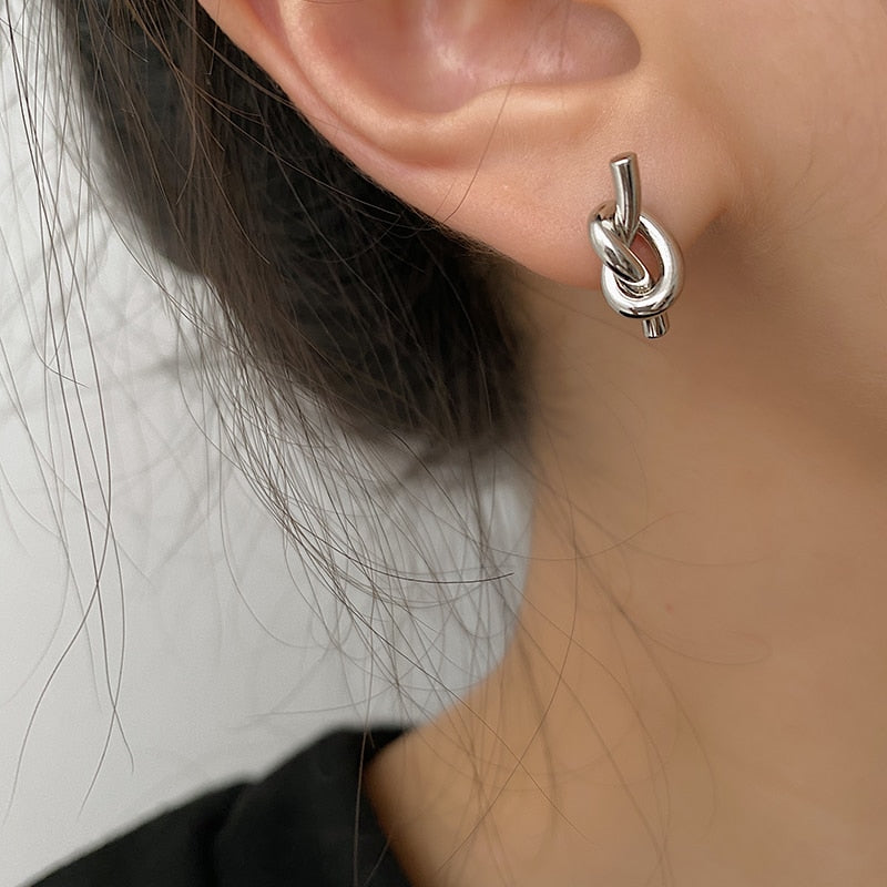 Elegant Gold Knot Stainless Steel Stud Earrings - accessorous stud earrings