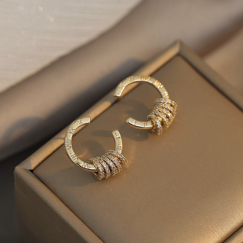 Classic Roman Numbers Crystal Stud Earrings - accessorous stud earrings