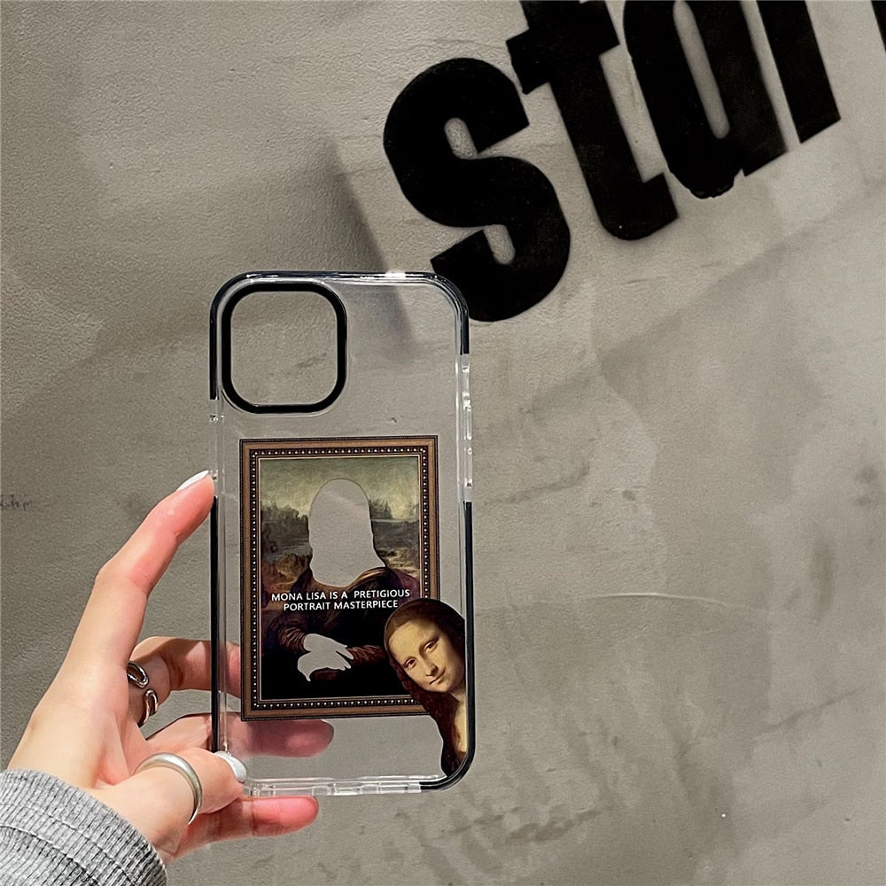 Funny Mona Lisa Art Transparent iPhone Case - accessorous Mobile Phone Cases