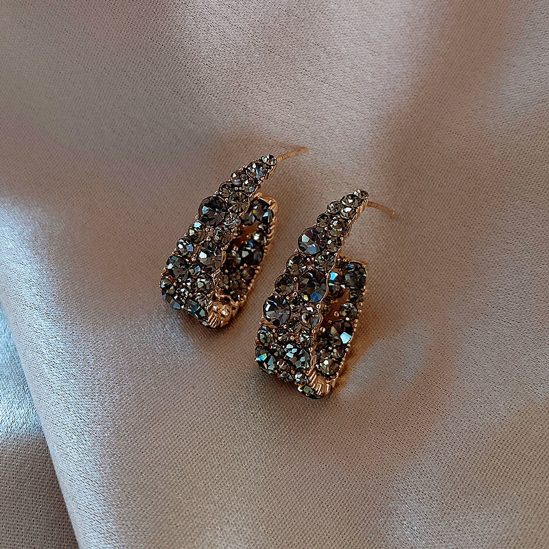 Stylish Elegant Black Crystals Hoop Earrings - accessorous hoop earrings