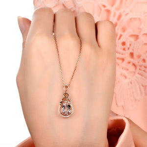 Elegant Water Drop Rose Gold Morganite Pendant Necklace - accessorous pendant necklace