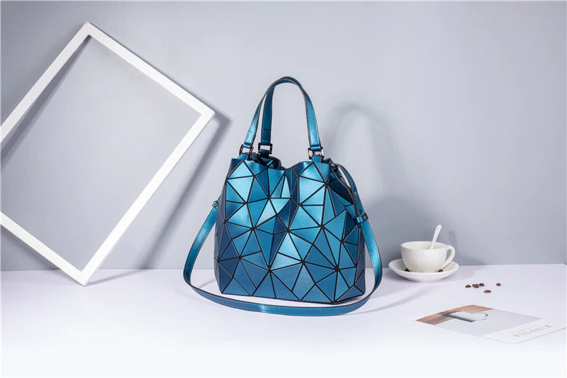 Stylish Geometric Holographic Bucket Shoulder Bag - accessorous bucket handbag