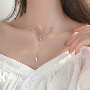 Simple Double Cross Pendant Necklace - accessorous pendant necklace