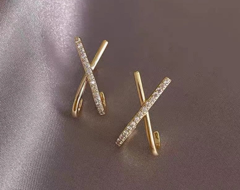 Simple Elegant Cross Design Crystal Earrings - accessorous stud earrings