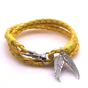 Angel Wings Charm Multilayer Leather Bracelet - accessorous leather bracelet