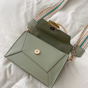 Elegant Geometric Pattern Leather Shoulder Bag - accessorous chain shoulder bag