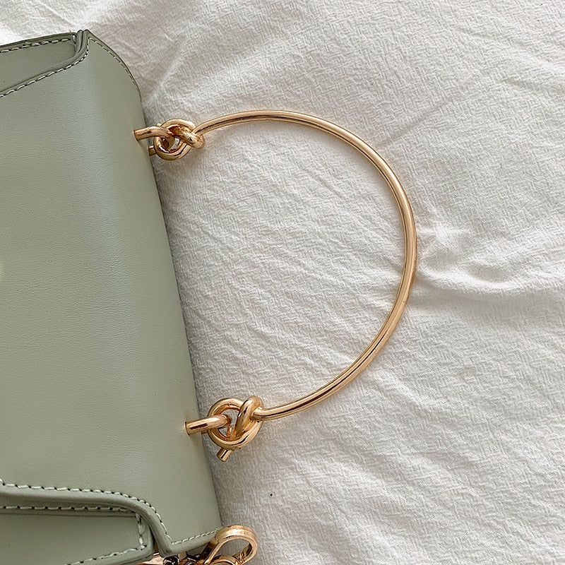 Elegant Geometric Pattern Leather Shoulder Bag - accessorous chain shoulder bag