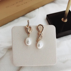 Elegant Knot Pearl Drop Earrings - accessorous Dangle earrings