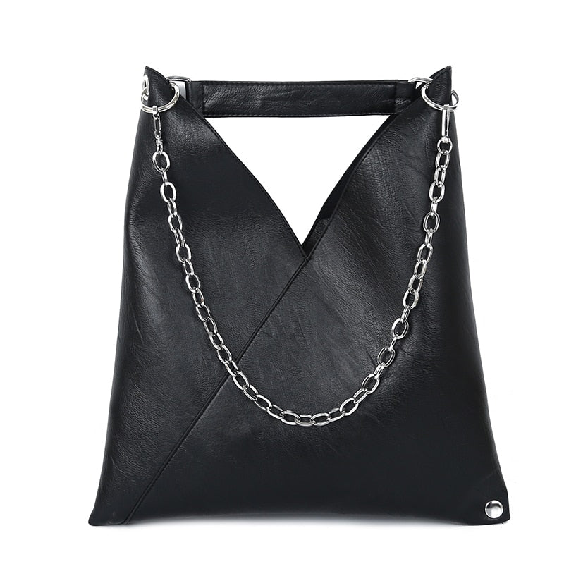 Fashionable Chain Leather Handbag - accessorous Handbags