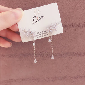Elegant Crystal Flowers Drop Earrings - accessorous Dangle earrings