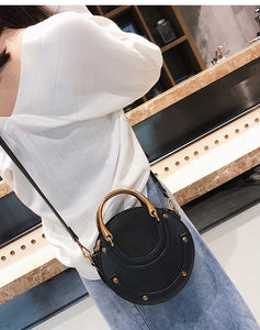 Elegant Round Leather Shoulder Handbag - accessorous shoulder bag