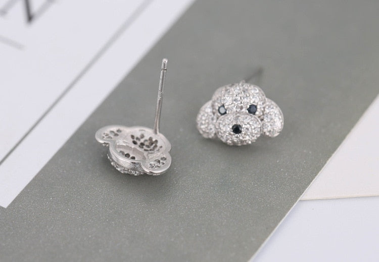Cute Puppy Crystal Stud Earrings - accessorous stud earrings
