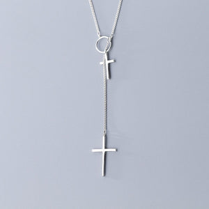 Simple Double Cross Pendant Necklace - accessorous pendant necklace
