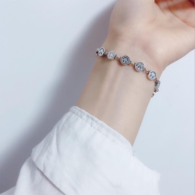 Multiple Smiley Faces Silver Chain Bracelet - accessorous chain bracelet