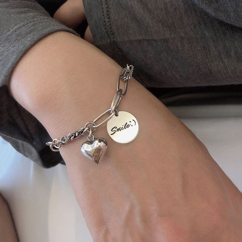 Smile Charm Pendant Chain Bracelet - accessorous chain bracelet