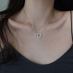 Crystal Horseshoe Pendant Necklace - accessorous pendant necklace