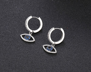 Turkish Blue Evil Eye Crystal Hoop Earrings - accessorous hoop earrings