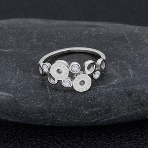 Elegant Roman Numbers Crystal Cluster Stainless Steel Ring - accessorous Rings