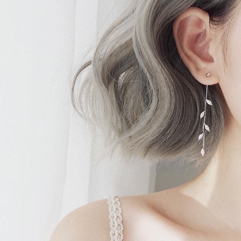 Long Crystal Leaf Drop Earrings - accessorous long earrings