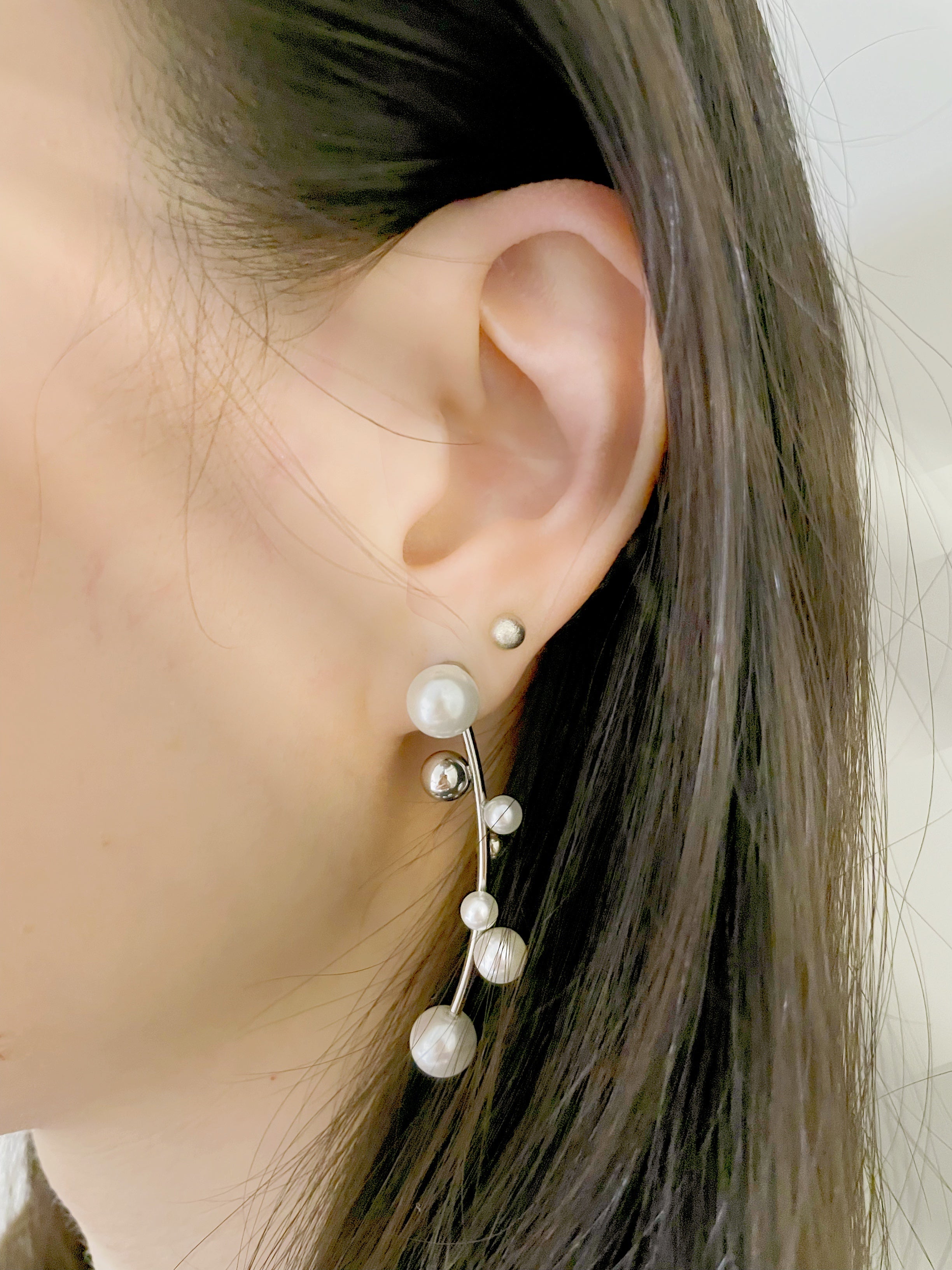 Stunning Stainless Steel Balls Pearl Earrings - accessorous Earrings