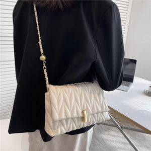 Elegant Adjustable Chain Quilted Shoulder Bag - accessorous chain shoulder bag