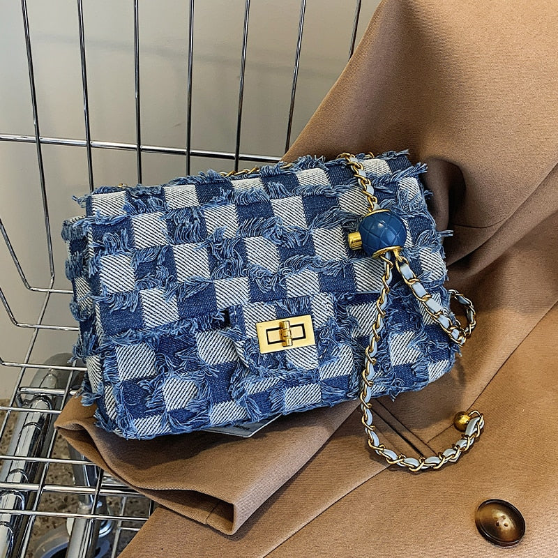 Trendy Denim Chain Shoulder Bag - accessorous Handbags