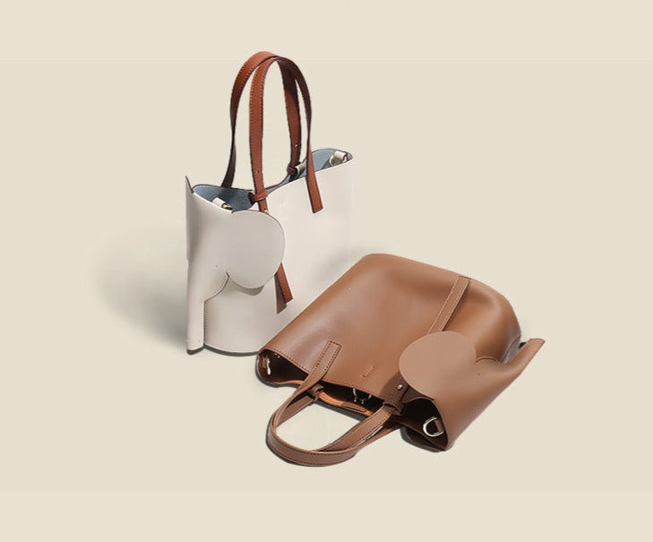 Cute Elephant Design Leather Handbag - accessorous leather handbag