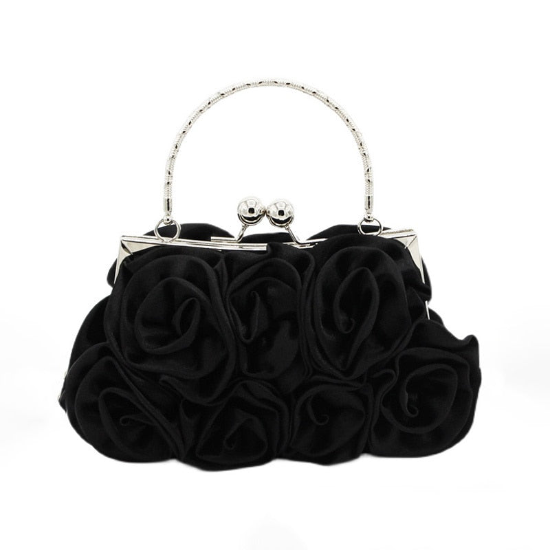 Elegant Silk Rose Evening Clutch Bag - accessorous clutch bag