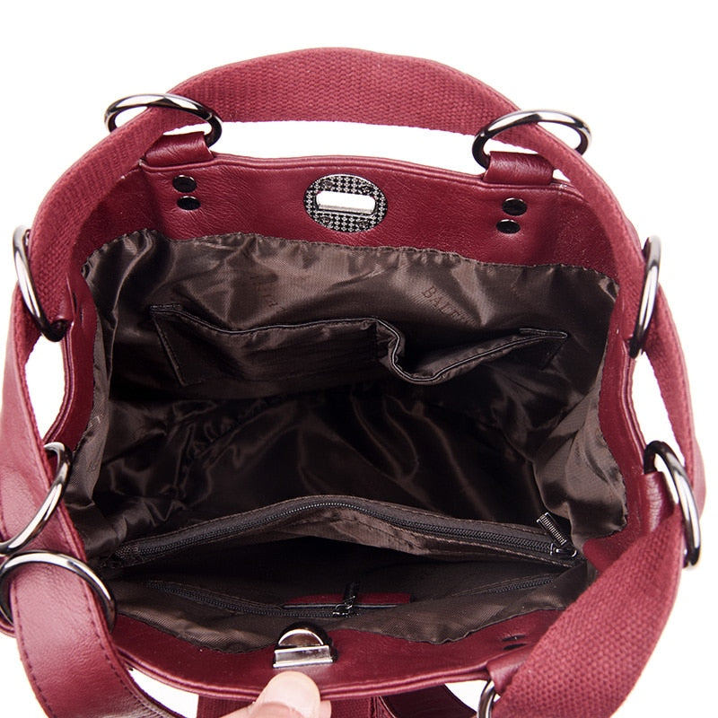 Large Capacity Leather Backpack - accessorous leather backpack