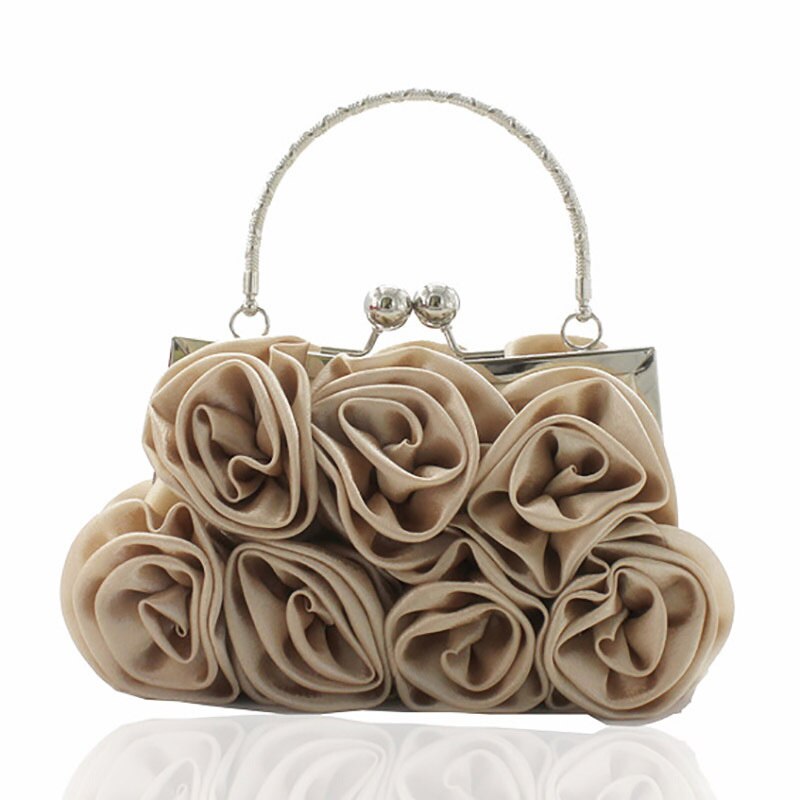 Elegant Silk Rose Evening Clutch Bag - accessorous clutch bag