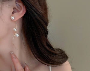 Simple Elegant Pearl Wave Curve Earrings - accessorous pearl earrings