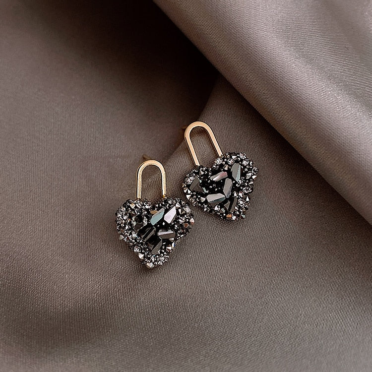 Key Lock Black Crystal Earrings - accessorous