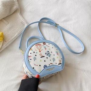 Cute Cartoon Pattern Round Canvas Handbag - accessorous Handbags
