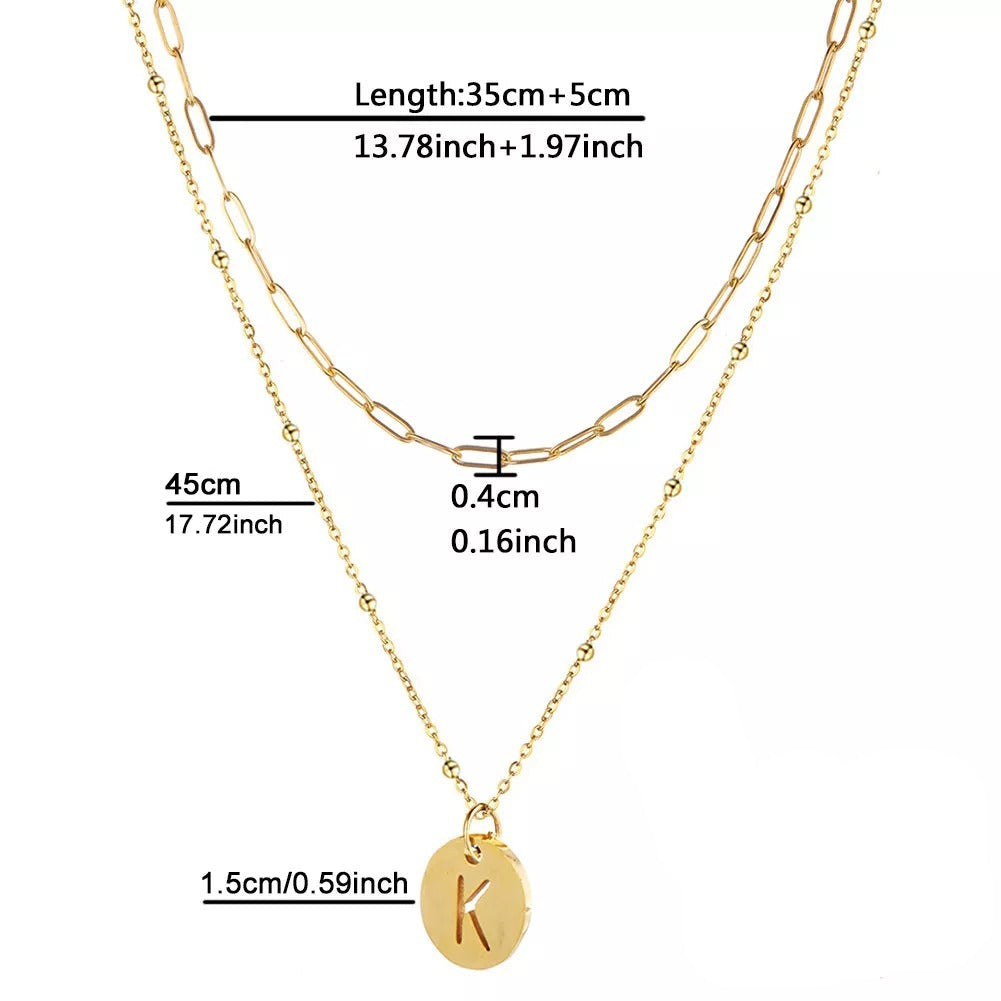 Stainless Steel Name Initial Layered Necklace [Mother's Day Gift Selec ...
