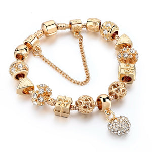 Gold Plated Charms Bracelet with Heart and Gift Beads - accessorous Bracelets