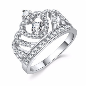 Bling Bling Crown Shape Crystal Ring - accessorous