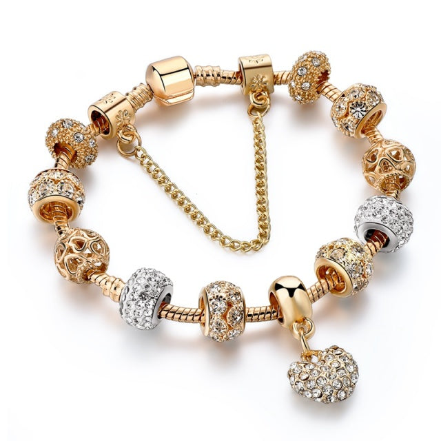 Gold Plated Charms Bracelet with Heart Beads [Mother's Day Gift Selection] - accessorous Bracelets
