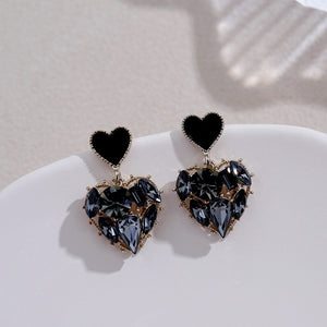 Black Crystal Hearts Earrings - accessorous Earrings