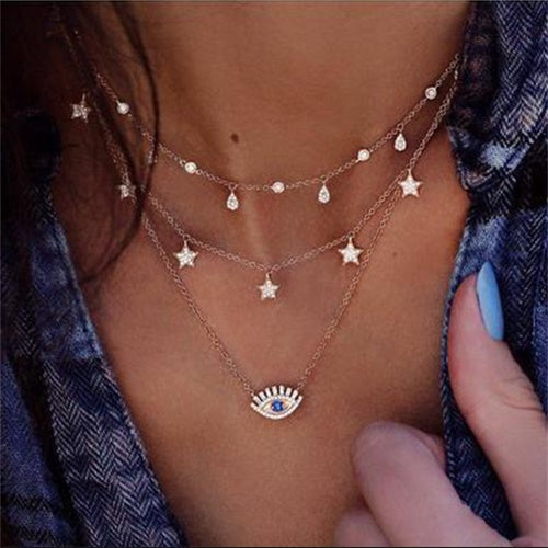 EYE-catching Multi-layered Pendant Necklace - accessorous layered necklace