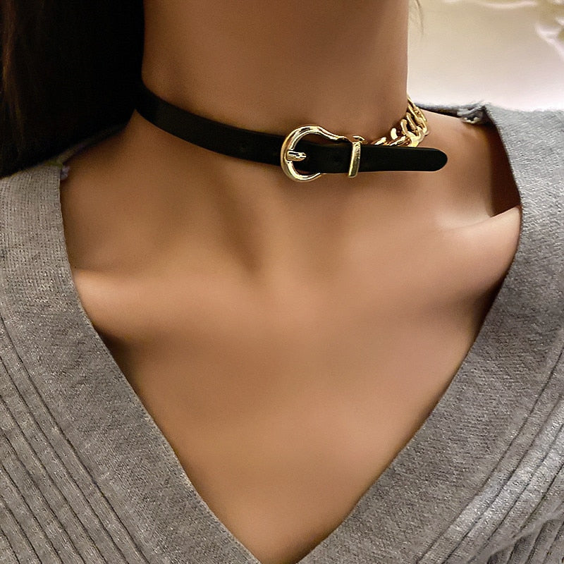 2 in 1 Belt Choker Necklace and Bracelet - accessorous
