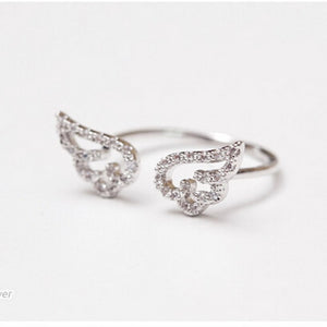 Crystal Angel Wings Ring - accessorous