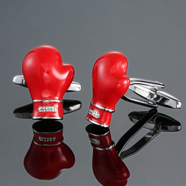 Cute Boxing Gloves Paint Enamel Cufflinks - accessorous