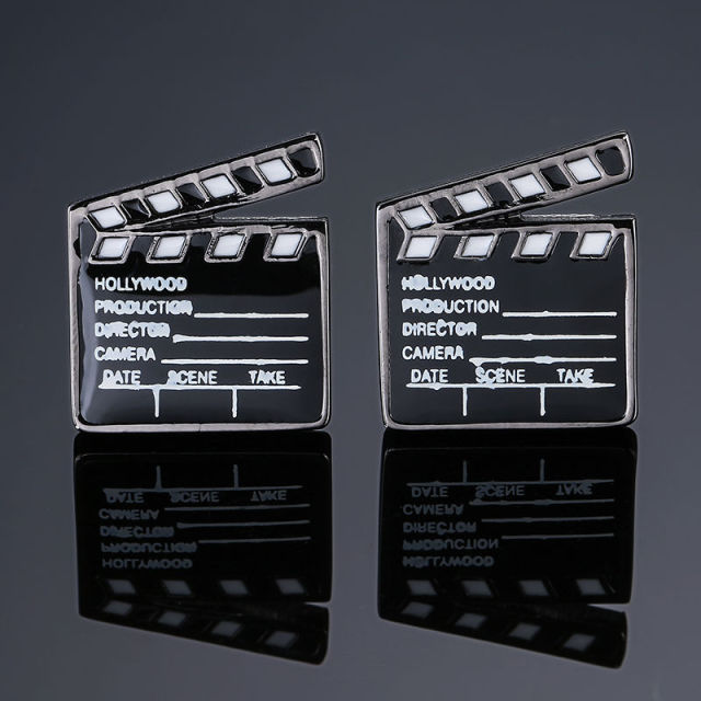 Cute Movie File Clapboard Paint Enamel Cufflinks - accessorous