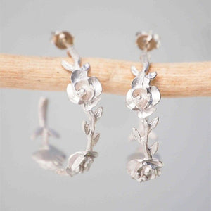 "C" shaped Floral Leaves Earrings - accessorous