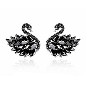 Dazzling Crystal Swan Two-way Wear Earrings - accessorous Earrings